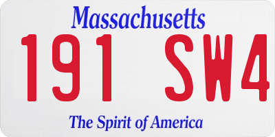 MA license plate 191SW4