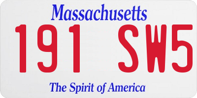 MA license plate 191SW5