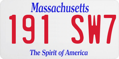 MA license plate 191SW7