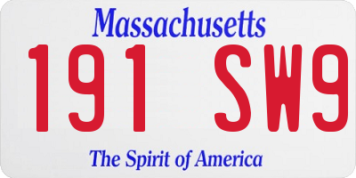 MA license plate 191SW9