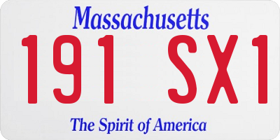 MA license plate 191SX1