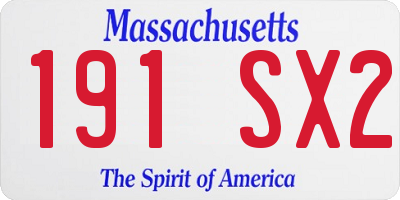 MA license plate 191SX2