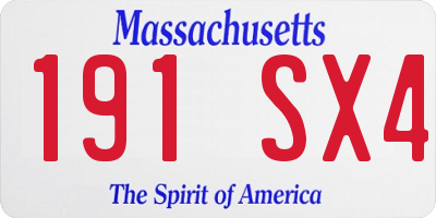 MA license plate 191SX4
