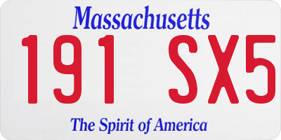 MA license plate 191SX5