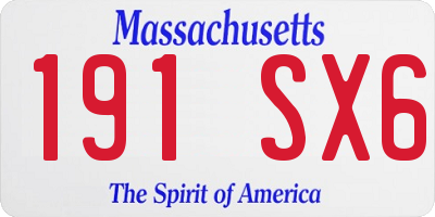 MA license plate 191SX6