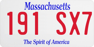 MA license plate 191SX7
