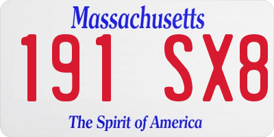 MA license plate 191SX8
