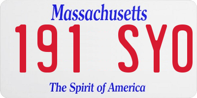 MA license plate 191SY0