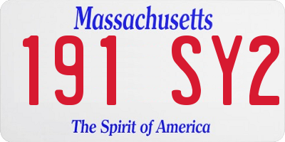 MA license plate 191SY2