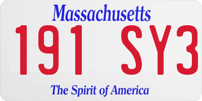 MA license plate 191SY3