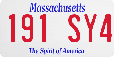 MA license plate 191SY4