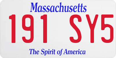 MA license plate 191SY5