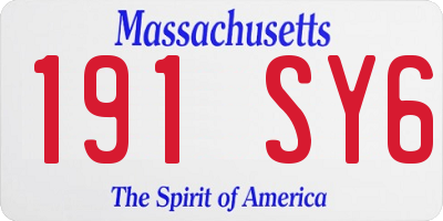 MA license plate 191SY6