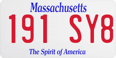 MA license plate 191SY8