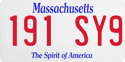 MA license plate 191SY9