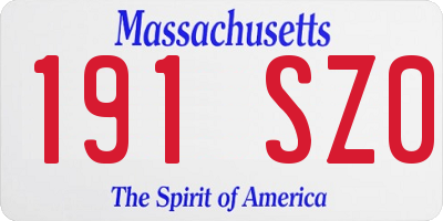 MA license plate 191SZ0