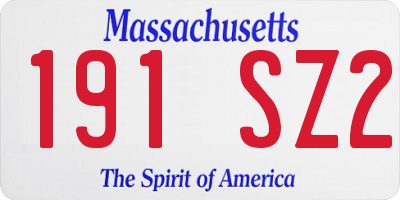 MA license plate 191SZ2