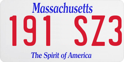 MA license plate 191SZ3