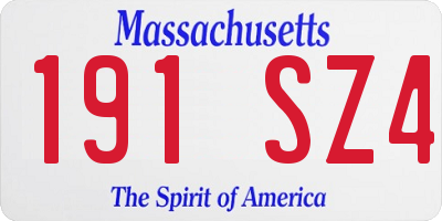 MA license plate 191SZ4