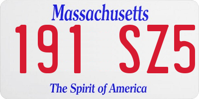 MA license plate 191SZ5
