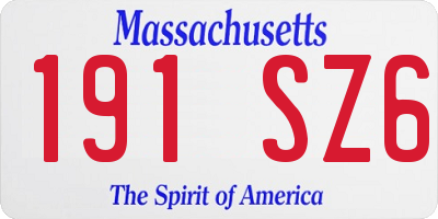MA license plate 191SZ6