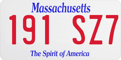 MA license plate 191SZ7