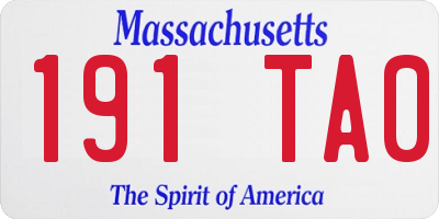 MA license plate 191TA0