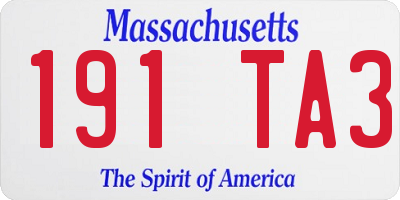 MA license plate 191TA3