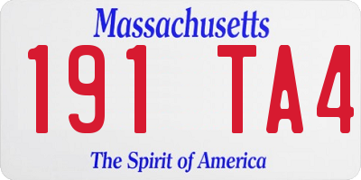 MA license plate 191TA4