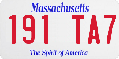 MA license plate 191TA7