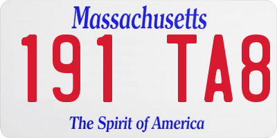 MA license plate 191TA8