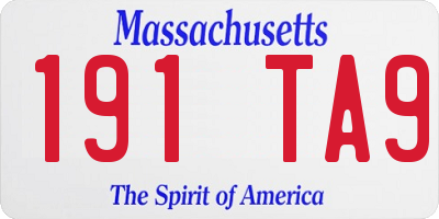 MA license plate 191TA9