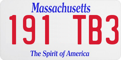 MA license plate 191TB3