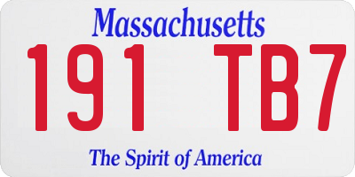 MA license plate 191TB7
