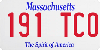 MA license plate 191TC0