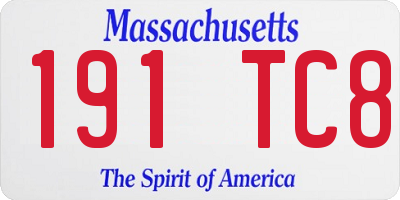 MA license plate 191TC8