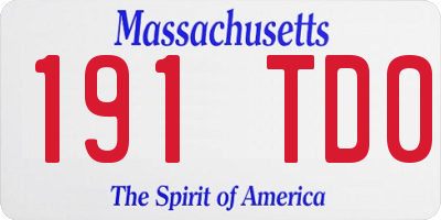 MA license plate 191TD0