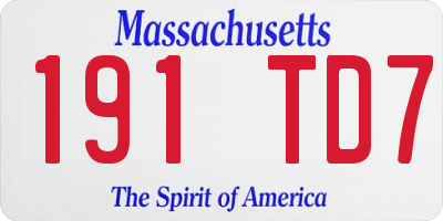 MA license plate 191TD7