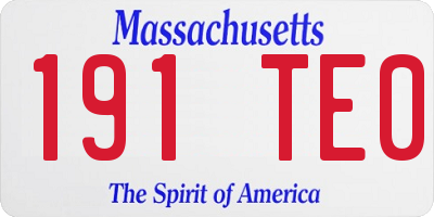 MA license plate 191TE0