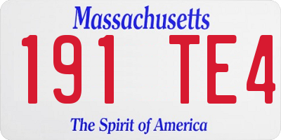 MA license plate 191TE4