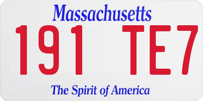 MA license plate 191TE7