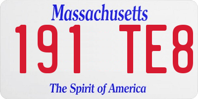 MA license plate 191TE8