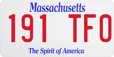 MA license plate 191TF0