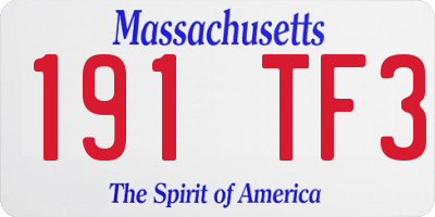 MA license plate 191TF3