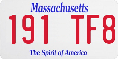 MA license plate 191TF8