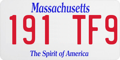 MA license plate 191TF9