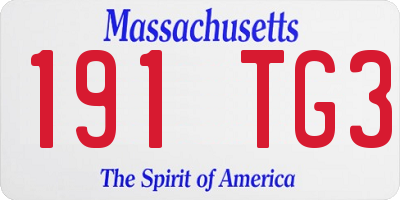 MA license plate 191TG3