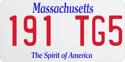 MA license plate 191TG5