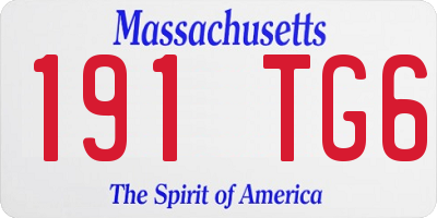 MA license plate 191TG6