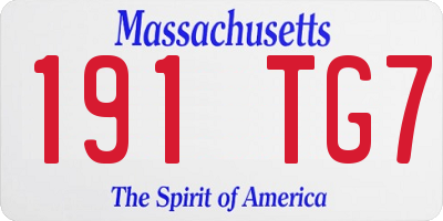 MA license plate 191TG7